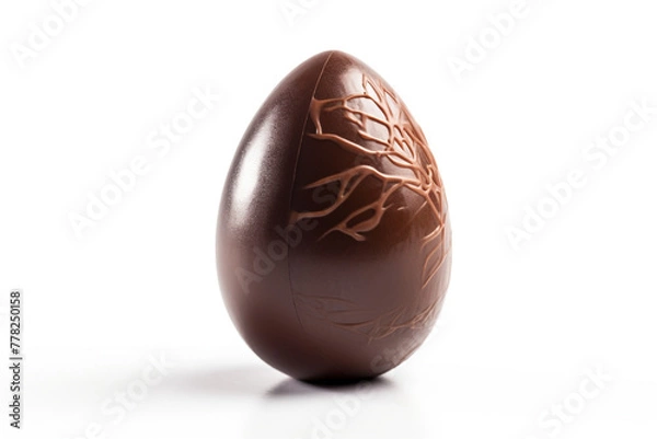 Obraz Chocolate Easter egg, isolated on a white background сreated with Generative Ai