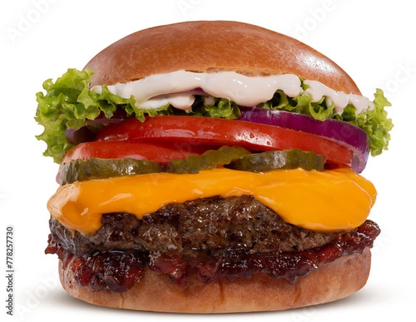 Obraz Fresh tasty burger isolated on transparent background