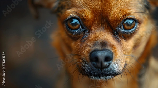 Fototapeta Angry Little Dog with a Fierce and Aggressive Expression for an Intense and Feisty Appearance