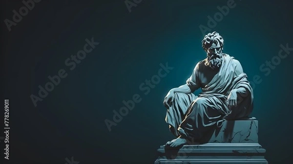 Fototapeta Stoic Greek Philosopher Thinking Man, Minimalist Digital Render