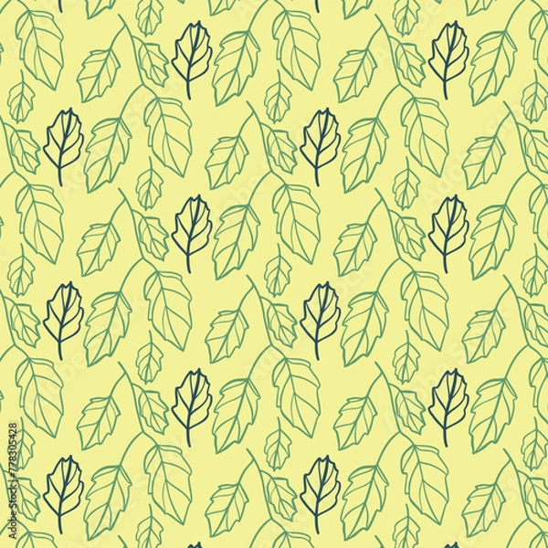 Obraz Seamless linear leaves pattern. Vector illustration