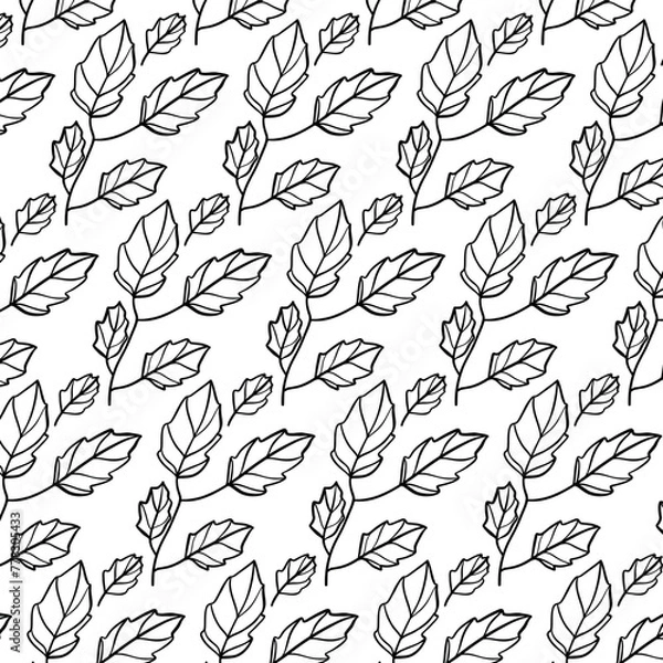 Obraz Seamless linear leaves pattern. Vector illustration