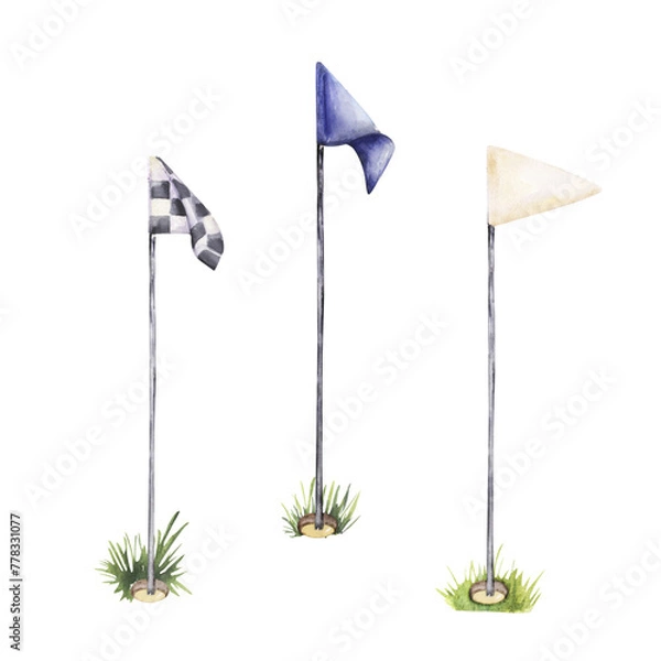 Obraz golf pins flag icon set