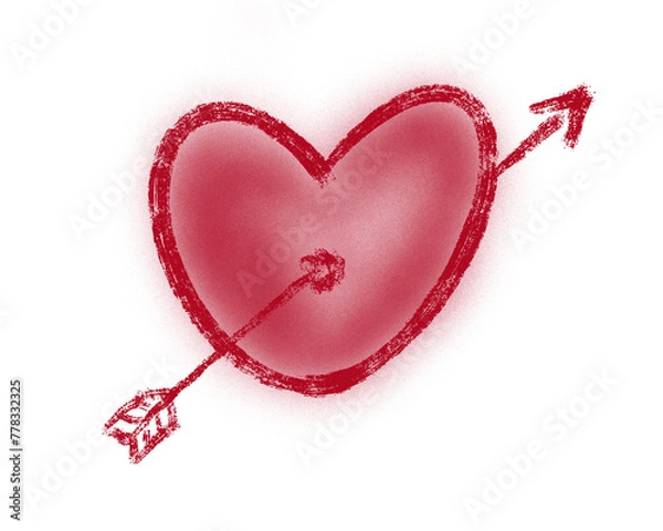 Fototapeta Red heart was pierced by an arrow