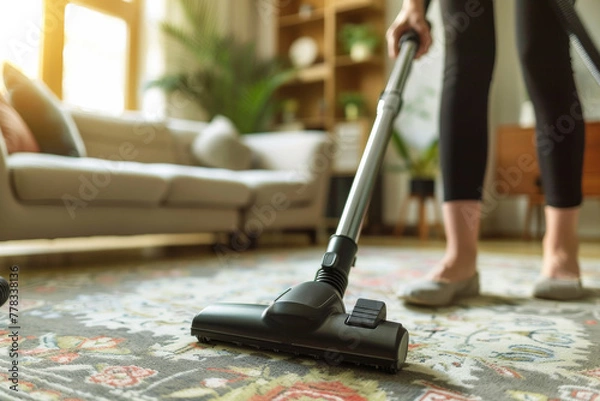 Obraz person with a vacuum cleaner