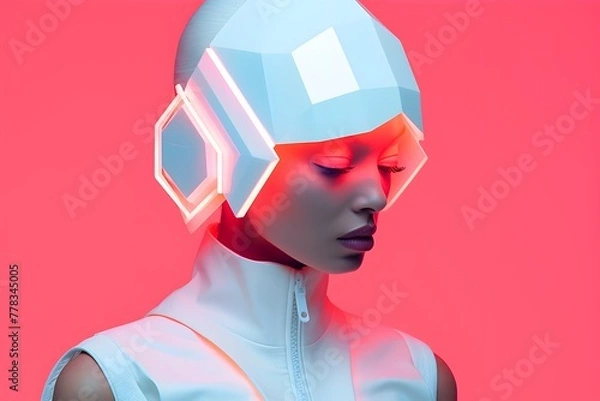 Fototapeta Origami: Afrofuturistic Designs Radiating with Futuristic Neon