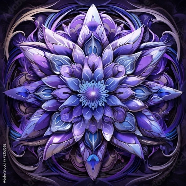 Obraz Ornate, purple flower mandala, detailed and intricate.
