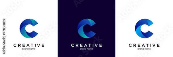 Obraz Modern and Minimal layered letter C logo, simple initial C monogram logo vector template