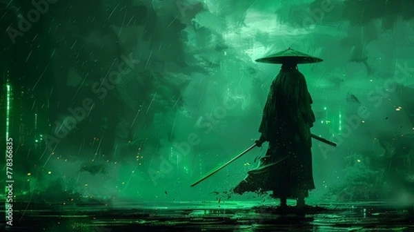 Obraz Green Mist Samurai