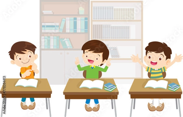 Obraz students and teacher in classroom children learning education concept