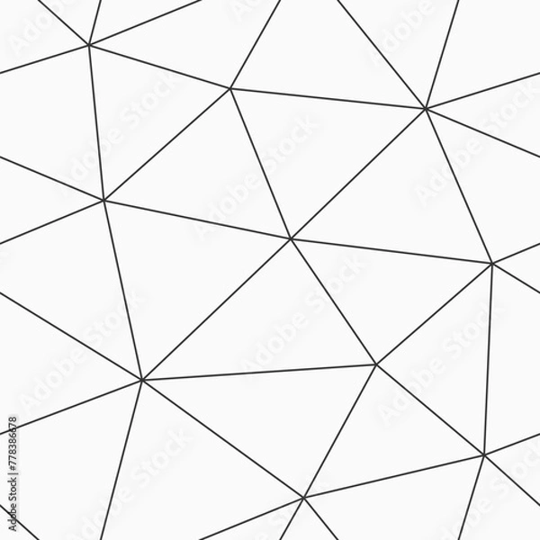 Obraz Abstract geometric low poly seamless vector pattern with triangles. Minimalistic design. Low poly art. Vector outline monochrome polygonal background.