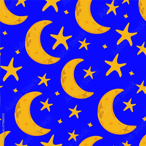 Obraz seamless background with stars and moons