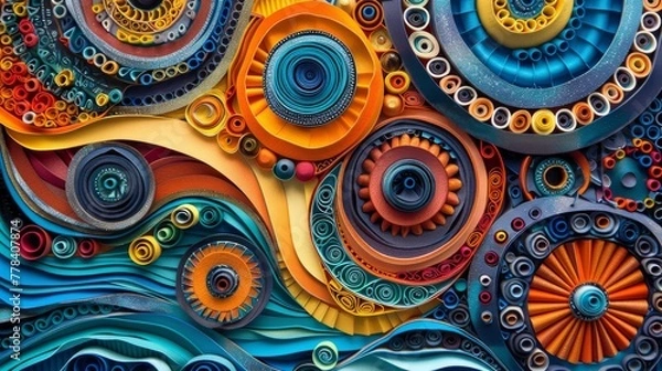 Fototapeta Title: African Tribal Quilling Art with Bold Geometric Patterns and Cultural Symbols