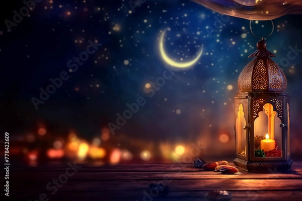 Obraz Ramadan Kareem background, Moroccan lantern lamp