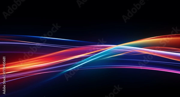 Obraz Technology abstract background Digital line dot and colorful bokeh, vibrant spectrum wave abstract. abstract background