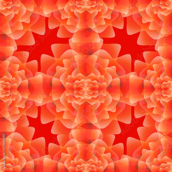 Fototapeta seamless pattern with flowers, abstract vector design, summer pattern in orange and red, abstract summer flowers abstract graphic ornament, ideal for fashion, textiles and paper design
