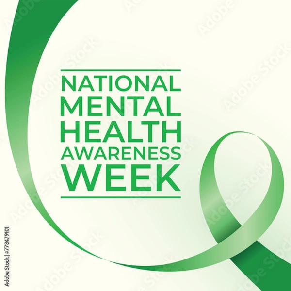 Fototapeta national mental health awareness week design template good for celebration. flat ribbon design. green ribbon design. banner template. eps 10.