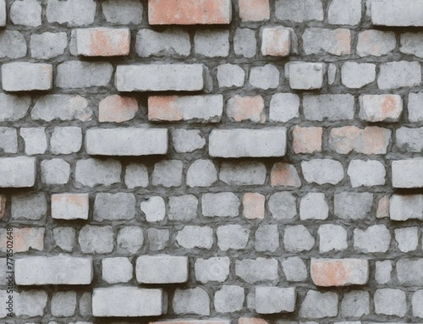 Fototapeta A brick wall with bricks stacked on top of each other. - seamless and tileable