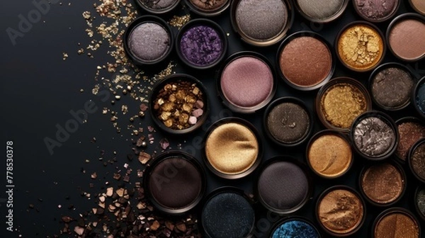 Fototapeta Eyeshadow texture make up pack mock up wallpaper background