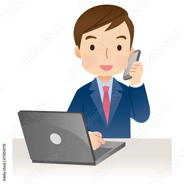 Fototapeta 電話する男性　ビジネスマン