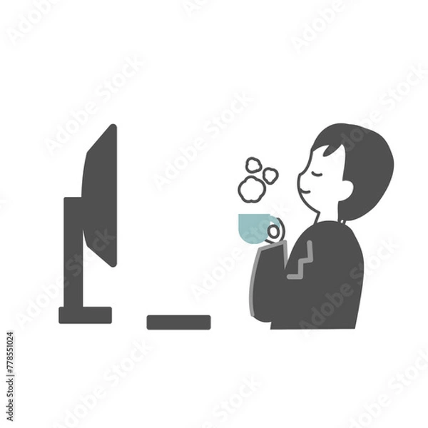 Obraz コーヒーで一息つく男性会社員