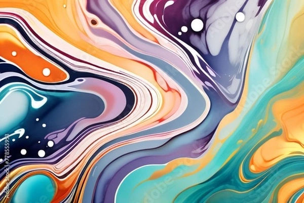 Fototapeta Closeup of abstract watercolor paint background texture with liquid fluid marbled paper texture banner texture. Generative AI (생성형 AI)