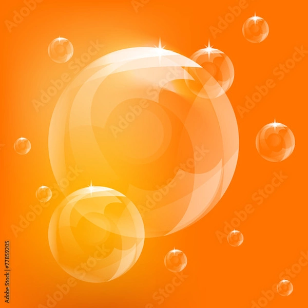 Fototapeta realistic bubbles vector, orange bubbles, bubbles vector