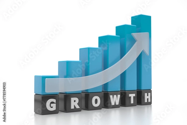 Obraz Business Graph Bar in studio 3d rendering	