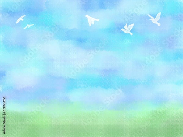 Obraz 飛ぶ鳥がいる空の背景