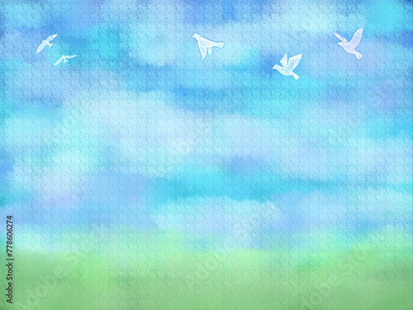 Obraz 青い空と小鳥の背景