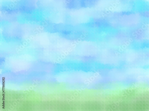 Obraz 滲みが入った空色の水彩風テクスチャ
