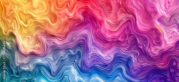 Fototapeta A colorful, abstract painting with a rainbow pattern