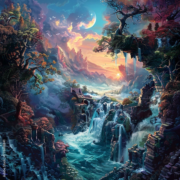 Obraz "Enchanted Waterfall Landscape"