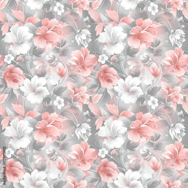 Fototapeta Floral pink color, form natural, seamless fabric pattern.