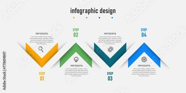 Obraz Business infographic element with 4 options, steps, number template design can be used for workflow diagram, info chart, web design
