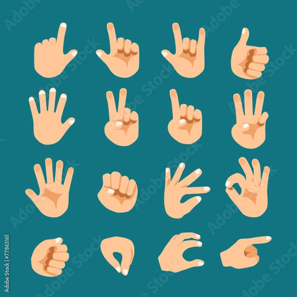Fototapeta Flat style hand gesture icon set