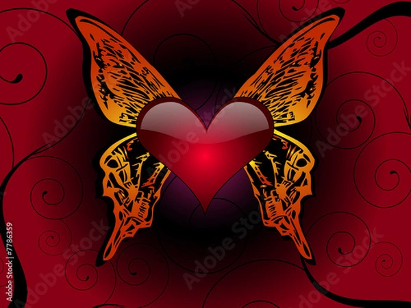 Obraz Vector Heart & wings Illustration 