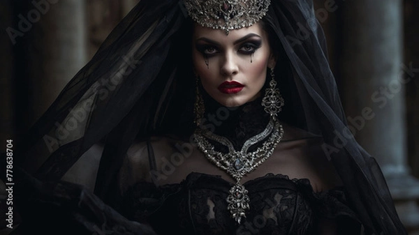 Fototapeta Shadow's Embrace The Enigmatic Allure of the Dark Fantasy Siren