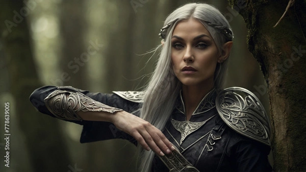 Fototapeta Shadow's Embrace The Enigmatic Allure of the Dark Fantasy Siren