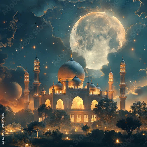 Fototapeta Eid Mubarak social media post background