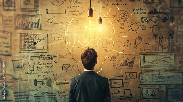 Obraz Creative Minds at Work: Entrepreneur Brainstorming Ideas for a New Venture.