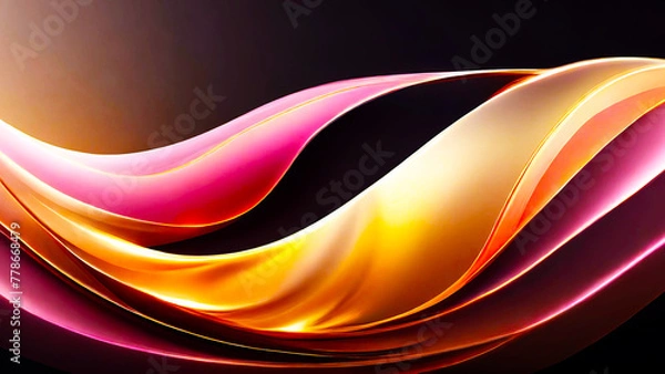 Obraz The glowing waves flow smoothly against the dark background