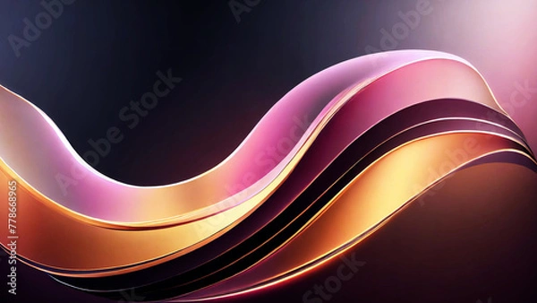Fototapeta The glowing waves flow smoothly against the dark background