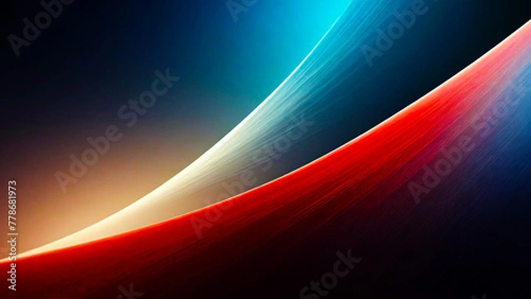 Fototapeta The glowing waves flow smoothly against the dark background