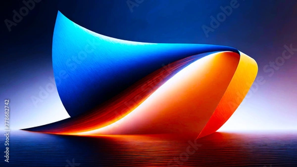 Fototapeta The glowing waves flow smoothly against the dark background