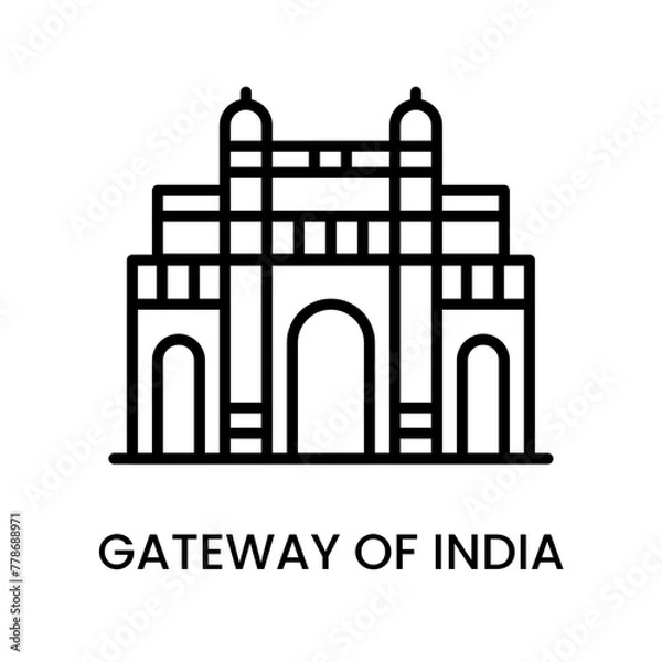 Obraz Gateway of India, Mumbai, Maharashtra
, India. minimalist line art icon, historical landmark for web, mobile apps and UI.