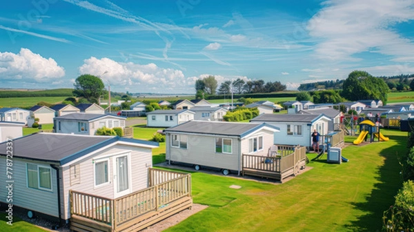 Fototapeta Exploring Static Caravan Homes in the Heart of an English Caravan Park