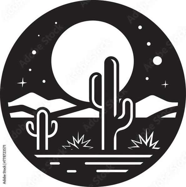 Fototapeta Desert Zenith Minimalist Landscape Emblem Icon Oasis Tranquility Minimalist Desert Scene Logo Design