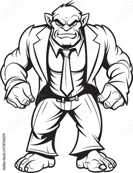 Fototapeta Stylish Orc CEO Corporate Attire Icon Design Executive Conqueror Orc in Professional Suit Emblem