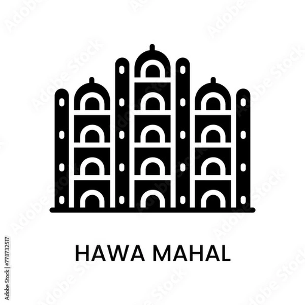 Obraz Hawa Mahal, Jaipur, Rajasthan, India. minimalist line art icon, historical landmark for web, mobile apps and UI.